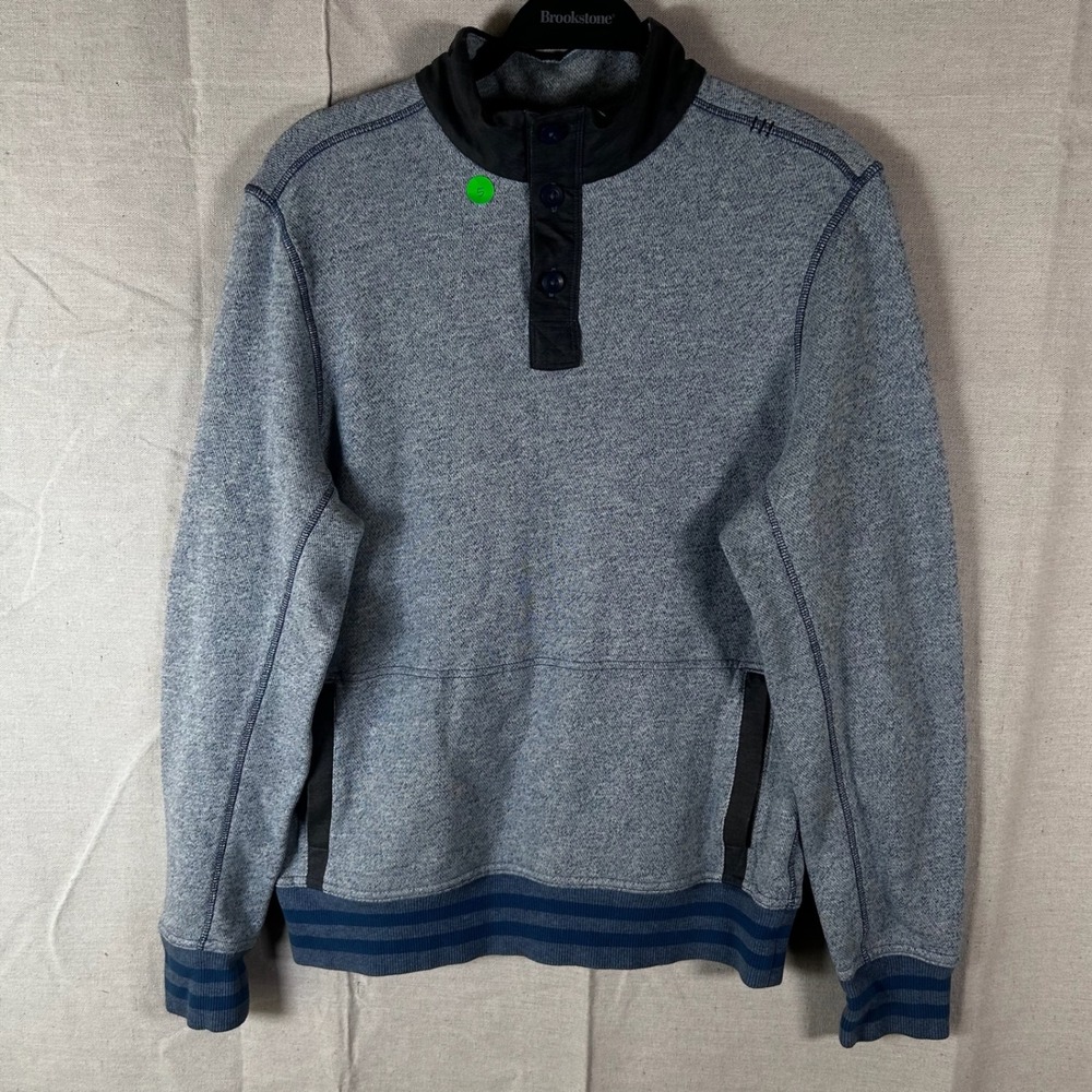 Lululemon Mens Blue Heathered Henley Pullover Sweatshirt Size S Button Neck